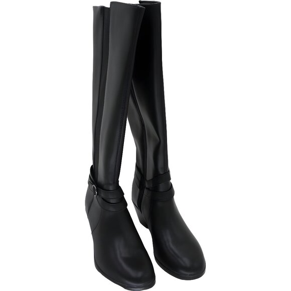 Clarks Emily Knee High Black Leather Boots Womens US 9M EU 40 - Picture 1 of 6